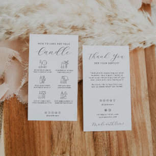 Candle Care Card Thank You Card Instruction Card