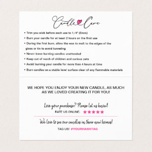 Candle Care & Customer Thanks Folded Business Card