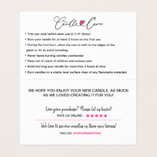 Candle Care & Customer Thanks Folded Business Card