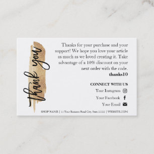 Candle Care Gold Gliter Chic Script Thank You Card