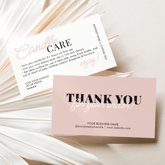 Candle Care Instruction Safety Thank You Order Business Card (Creator Uploaded)