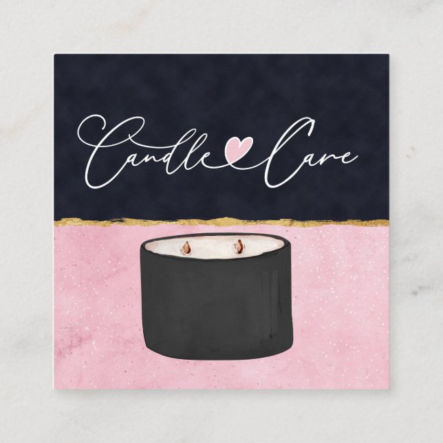 Candle Care Instructions / Caring for your candles Square Business Card (Back)