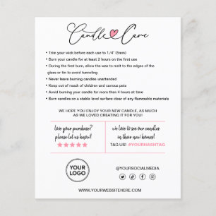 Candle Care Instructions Customer Thank You Insert Flyer