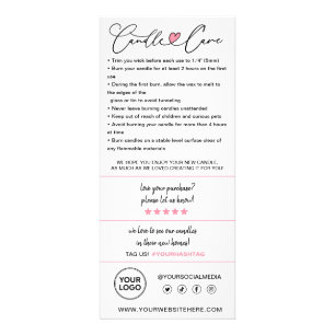 Candle Care Instructions & Customer Thank You Rack Card