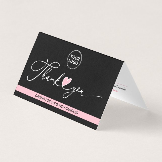 Candle Care Instructions & Thank You Folded Business Card (Front)