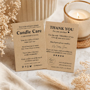 Candle Care Kraft Paper   Custom Logo Thank You  Business Card