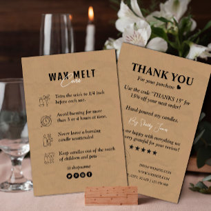 Candle Care Kraft Paper Custom Logo Thank You Business Card