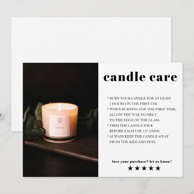 Candle Care Photo Thank You Card (Front/Back)