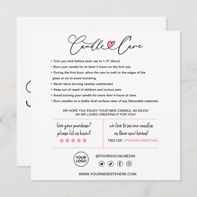 Candle Care Thank You Card (Front/Back)