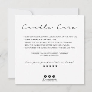 Candle Care Thank You Card