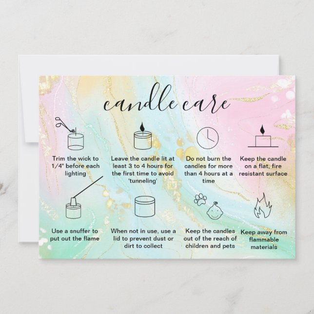 Candle Care Thank You Card Add Logo Unicorn (Front)