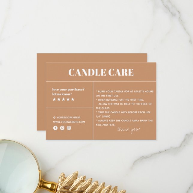 Candle Care Thank You Packaging Card (Front/Back In Situ)