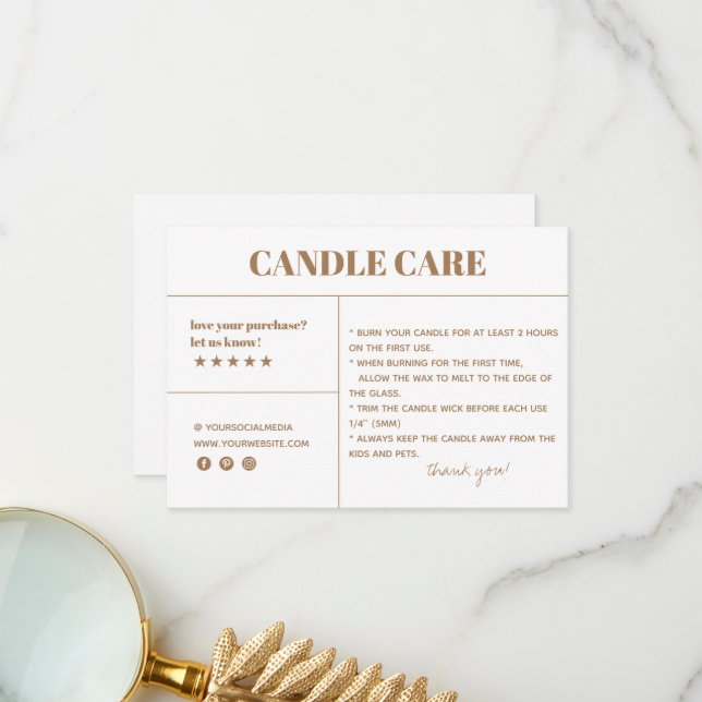 Candle Care Thank You Packaging Card (Front/Back In Situ)