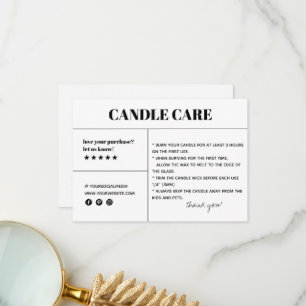 Candle Care Thank You Packaging Card