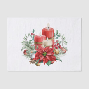 Candle Centerpiece with Poinsettia Flower Tissue Paper