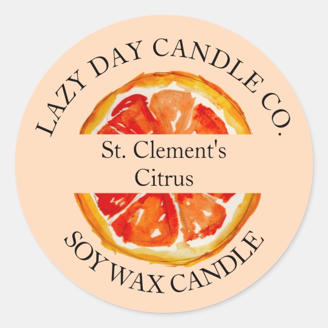 Candle Company Orange Citrus Packaging Sticker (Front)