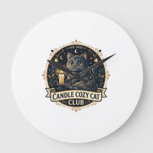 Candle Cosy Cat Cat Dad Gift Idea - Candle Cosy Ca Large Clock