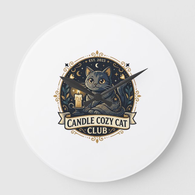 Candle Cosy Cat Cat Dad Gift Idea - Candle Cosy Ca Large Clock (Front)