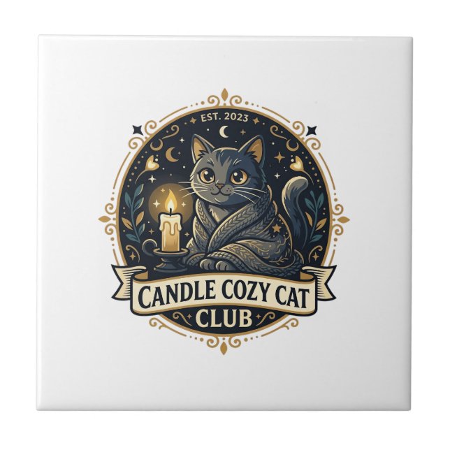 Candle Cosy Cat Cat Dad Gift Idea - Candle Cosy Ca Tile (Front)