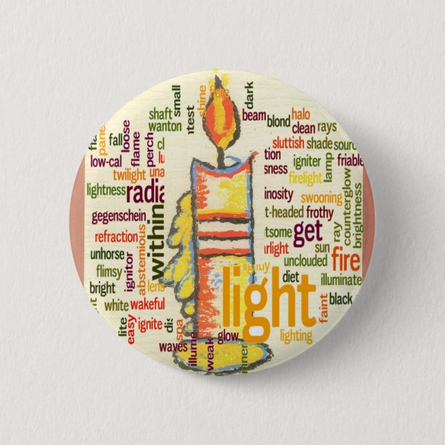 Candle Flame Word Cloud Art Print 6 Cm Round Badge (Front)