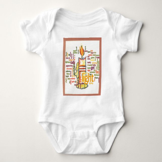 Candle Flame Word Cloud Art Print Baby Bodysuit (Front)