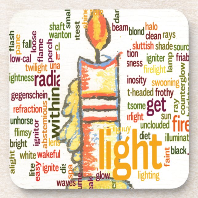 Candle Flame Word Cloud Art Print Coaster (Front)