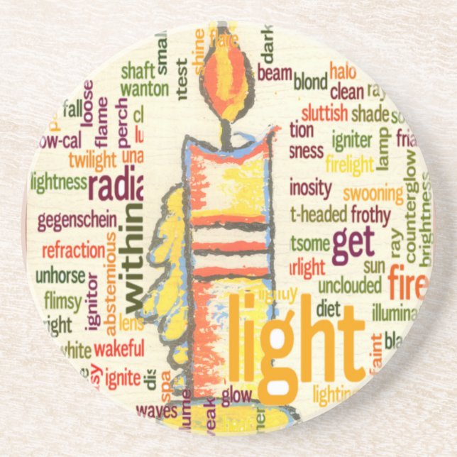 Candle Flame Word Cloud Art Print Coaster (Front)