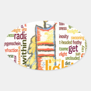 Candle Flame Word Cloud Art Print Oval Sticker
