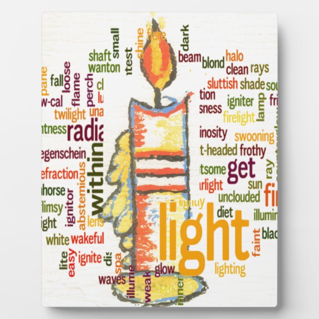 Candle Flame Word Cloud Art Print Plaque (Front)