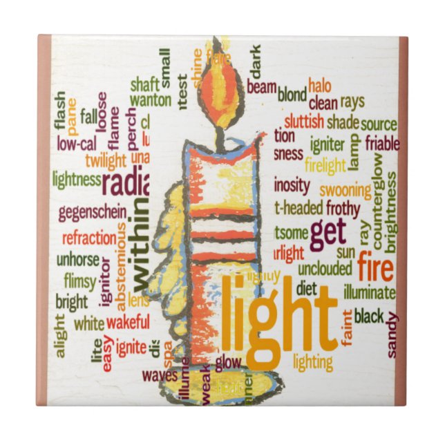 Candle Flame Word Cloud Art Print Tile (Front)
