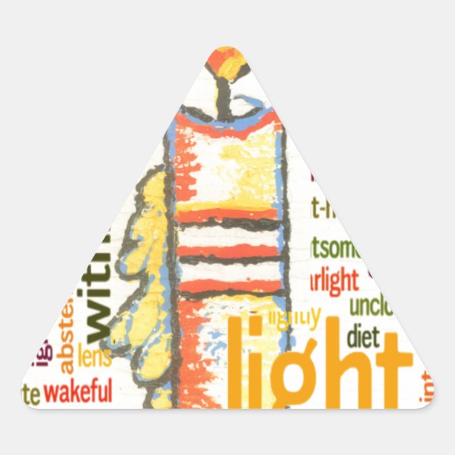 Candle Flame Word Cloud Art Print Triangle Sticker (Front)