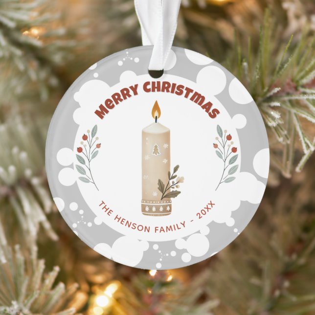 Candle Foliage Christmas Family Holiday Ornament (Tree)