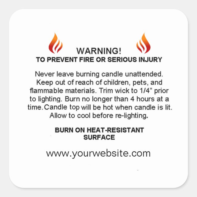 Candle Hazard Warning Label (Front)
