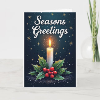 Candle & Holly – Season’s Greetings Card