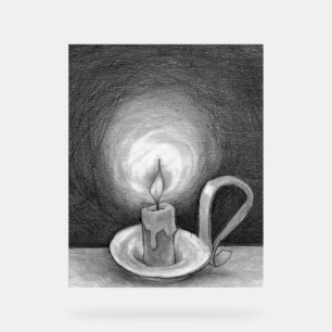 Candle in the Dark Candle in a Dark Grayscale Draw Acrylic Sign