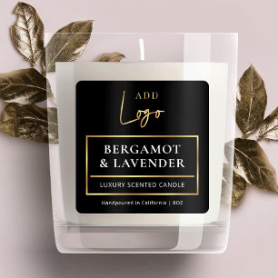 Candle Jar Product Label Elegant Black & Gold Logo