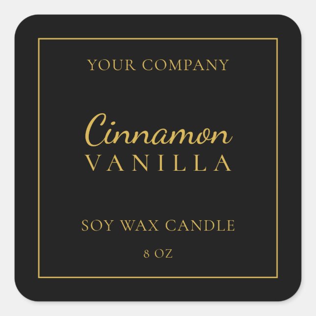 Candle Label Black Gold Minimal Product Branding (Front)