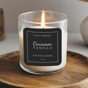 Candle Label Black Minimalist Product Branding
