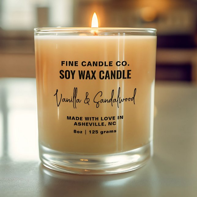 Candle Label Elegant Modern Minimalist Black White (Creator Uploaded)