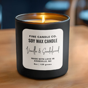 Candle Label Elegant Modern Minimalist Black White