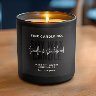 Candle Label Elegant Modern Minimalist Black White