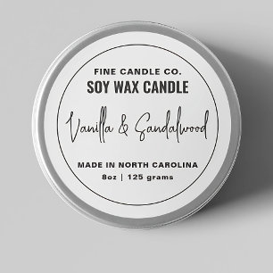 Candle Label Elegant Modern Minimalist Black White