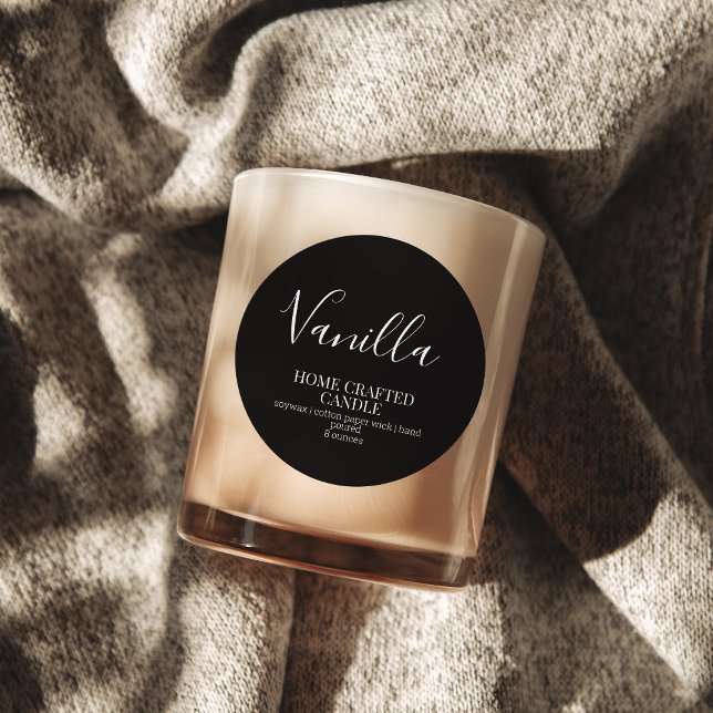 Candle Label Minimalist Black Sticker (Candle Label Minimalist Black Sticker Modern Product Packaging For Candles)