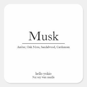 Candle Label Minimalist Elegant Square Soy Wax
