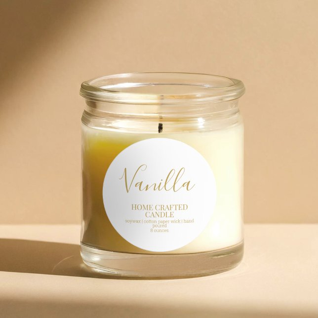 Candle Label Minimalist Gold White Sticker (Creator Uploaded)