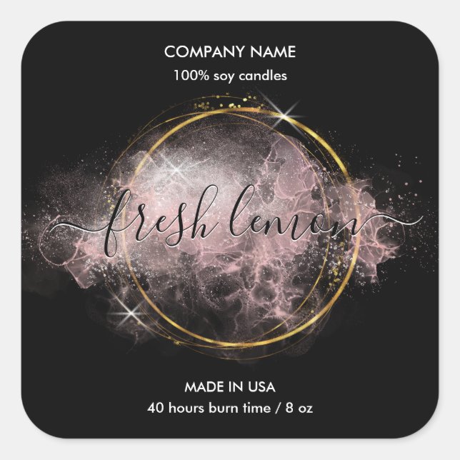 Candle label modern luxury glitter jar (Front)