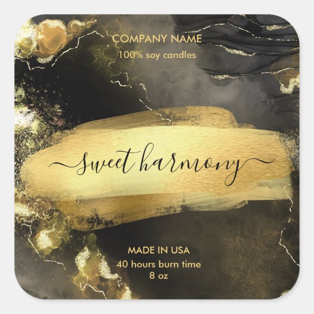 Candle label product label black gold jar label (Front)