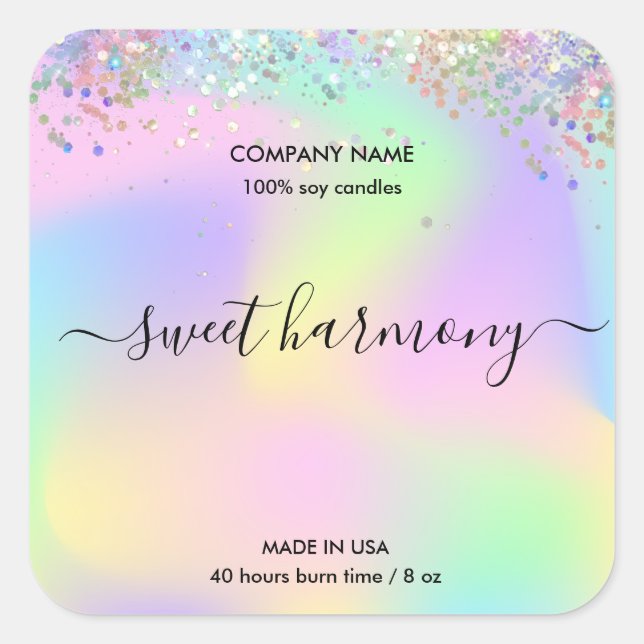 Candle label product label holograph jar label (Front)