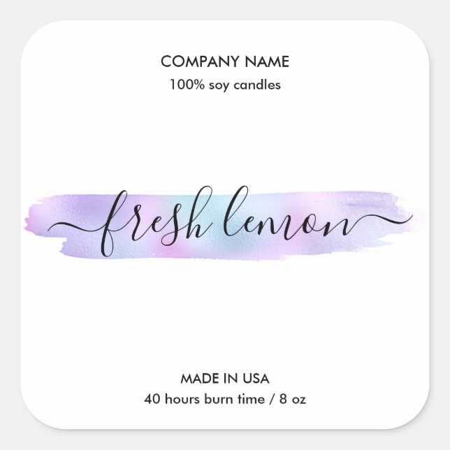 Candle label product label holographic jar label (Front)