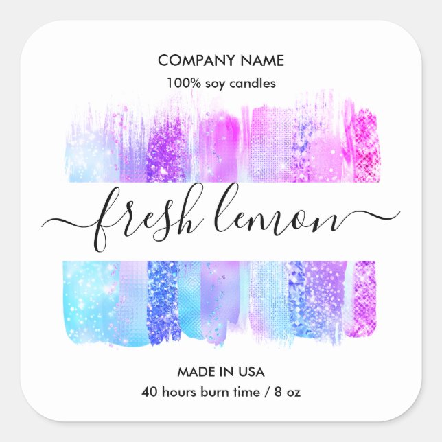 Candle label product label holographic jar label (Front)